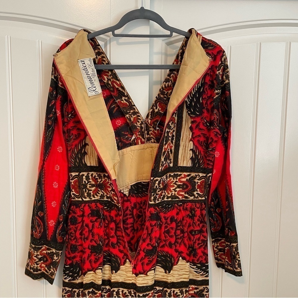Victor Costa vintage 1960/70’s bohemian long sleeve maxi dress size small medium - Picture 10 of 12